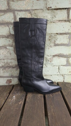 Zara black leather - knee, high