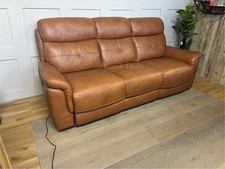 Iver 3 Seater Electric Recliner Sofa with Power Headrests | Virgo Cognac Leather