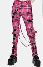 Tripp Nyc Pink Plaid Bondage Trousers Pants Size 36 Avril Lavigne 