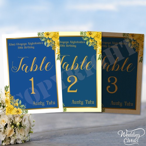 Wedding table number cards - table,