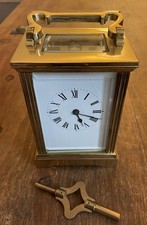 ANTIQUE FRENCH BRASS CARRIAGE CLOCK & KEY IN LOVELY WORKING CONDITION…