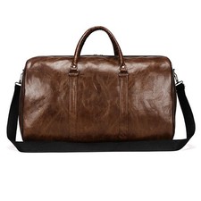Men Leather Duffle Weekend Bag