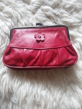 Ladies Red Coin Clasp Purse Leather