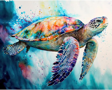 Turtle Stamped Cross Stitch Kits for Adults Beginners, DIY Animals Cross Stitch 