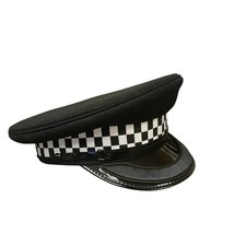 Police Peaked Cap Inspector Hat Black White Sillitoe Checker Band Film TV Film