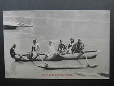 Native Wooden Outrigger Canoe Ferry Boat Lewella Ceylon Sri Lanka c1910