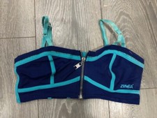 womens zumba blue bra top fitness gym training crop dance jazz size 6 8 10 12