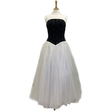 LADIES BLACK & WHITE ALTERNATIVE WEDDING DRESS Size XS Corset Top Gothic Beading