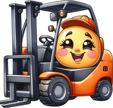 Colourful Forklift Truck Wall Art Bedroom Nursery Vinyl Sticker Decal 6 Sizes