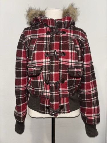 Aeropostale y2k plaid faux fur