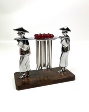 Original very rare art deco sudre cocktail picks sizzle stir sticks in Holder 