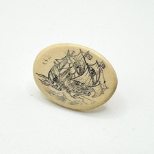 Vintage Oval Sailing Ship