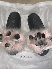 New zara pink feathers sandals