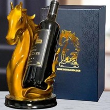 Horse Wine Holder Gold Wine Rack Stand Horse Statue Decor Resin Christmas Gift