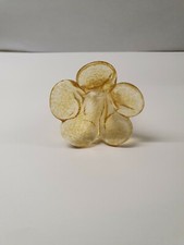 Rare pretty  unusual handmade Amber & Clear glass flower chandelier drop (T1900)