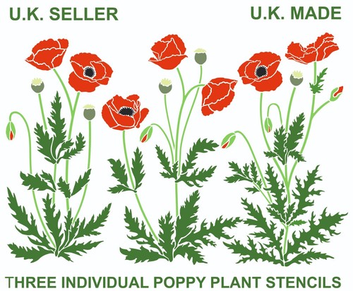 Large poppy stencil - poppy, set