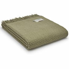 2x TWEEDMILL TEXTILE 100% Wool Sofa Bed Blanket Throw WAFER SAGE GREEN KNEE RUGS