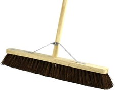 Outdoor Garden Broom Stiff Hard Bristle Floor Yard Brush Sweeper Wooden Handle