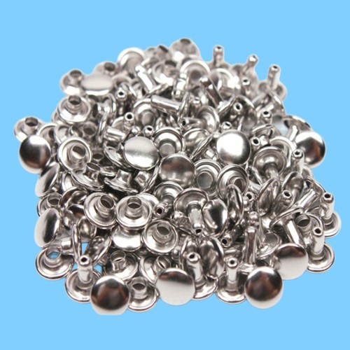 Silver double cap rivets - silver, studs