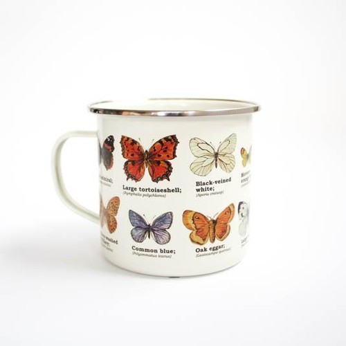 Butterflies enamel mug - enamel,