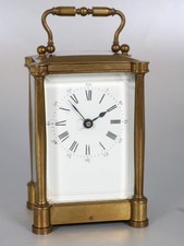 ANTIQUE FRENCH CARRIAGE CLOCK working order UNUSUAL PILLARED CASE