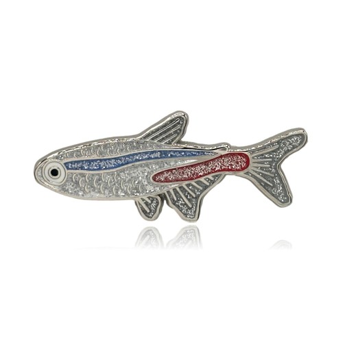 Neon tetra fish enamel pin - tetra,
