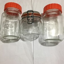Ravenhead Kilner Glass Jars  1L With Orange Lid Vintage X 2 & 1 Le Jarfait Jar