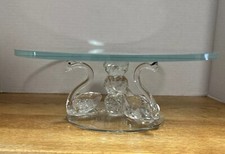 Crystal Swan Cake/Cupcake Plate Beautiful Light Play Off of the Crystal