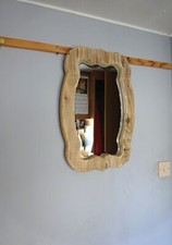 Handmade Irregular Wooden Bevelled Wall Mirror, Scallop Natural Pine, Reclaimed