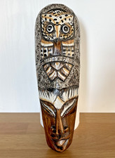 Hand Crafted Wooden Art Native Tribal Tiki Owl Mask - Primitive Art, Wall Art