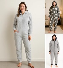 Womens ladies Dressing Bodysuit Gown 1Onesie Jumpsuit hooded Pyjamas Nightwear
