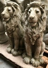 Pair Regal Lion Statues |