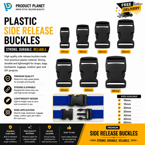 Black plastic side release - black,