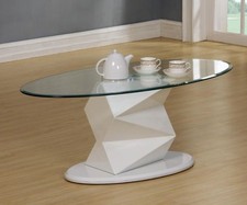 CLEAR GLASS COFFEE TABLE WHITE
