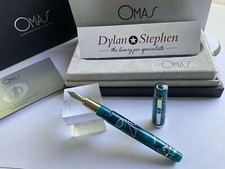 Omas Bologna blue swirl fountain pen14K medium gold nib NEW