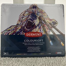 Derwent Coloursoft Pencil Set 24pcs Original Tin Sealed Brand New Free Postage
