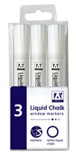 White Liquid Chalk Window Marker Set 3-Pack School Home Office