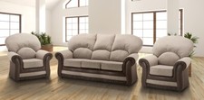 Classic Modern Beige Fabric 3 Seater 2 Seat Armchair Sofa Suite ROMA 32