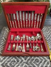 Vintage ENSEE Ltd. Sheffield 44-Piece Cutlery Set – Stainless Steel, Wooden Case