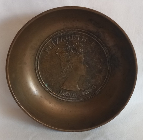 Brass commemorative dish - brass, inset