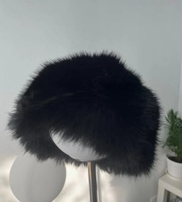 Black Polyester Faux Fur Hat