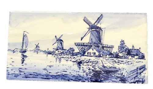 Delft tile blue white old - &,
