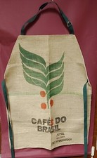 Coffee bean jute sack  apron.  Fully lined, adjustable strap.