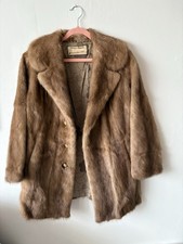 Vintage 1960s Mid Brown Mink Fur Coat. Approx 14. Lined. Pickets. Hook Closure.