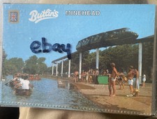 BUTLINS MINEHEAD POSTCARD USED 1985 OF BOATING LAKE MONORAIL & CAMPERS ETC WAF