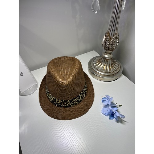 Brown paper straw fedora hat - brown,