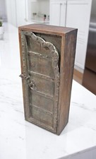 Reclaimed Wooden Wall Hanging Storage Cabinet Original Old Window Metal Fitted