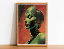 Green Kitsch Lady 03 Art Print
