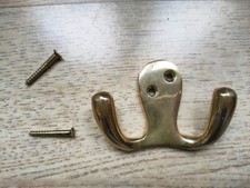 1x Gold Colour Twin Double Robe Coat Hooks Door Bathroom Bedroom Dress Hanger