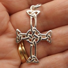 CELTIC CROSS vintage sterling silver pendant intricate Celtic Knots h/m 2000